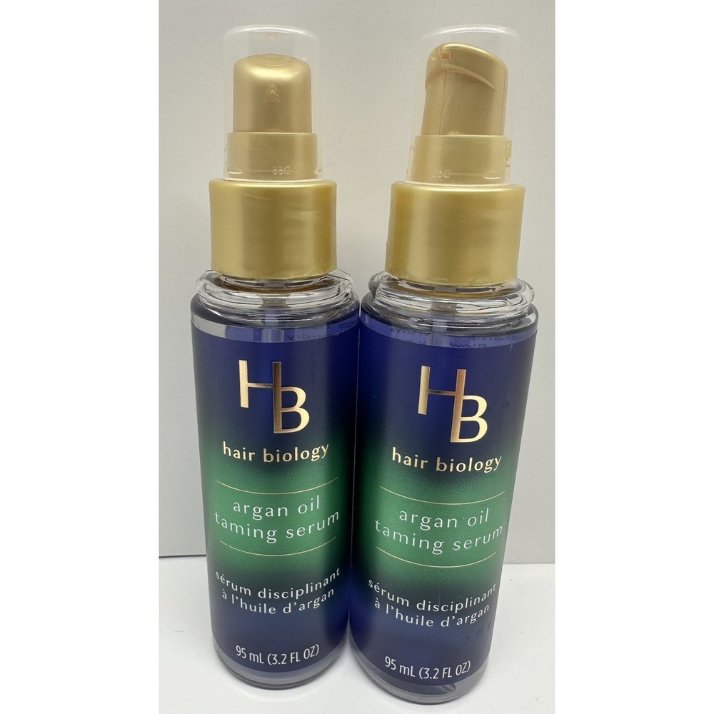 HB Hair Biology Argan Oil Taming Serum Controls Frizz Nourish 3.2 Oz Lot Of 2